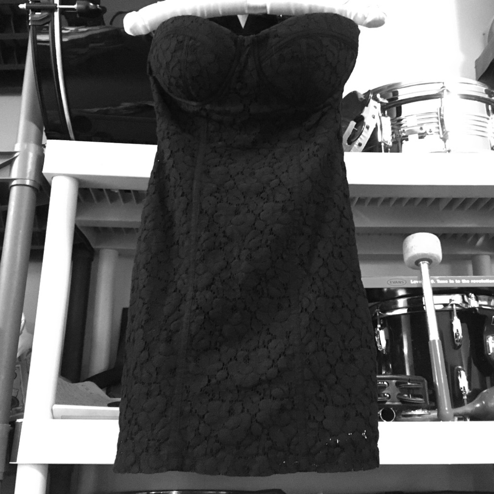 Black Rose & Key Hole back Push up Cups Little Black Dress SEE PHOTOS